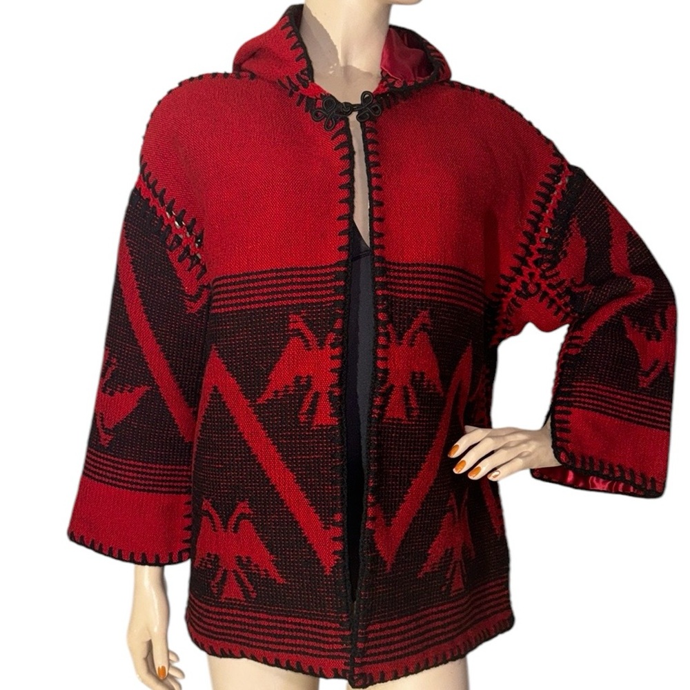Hooded Tribal Boho Poncho Cardigan
